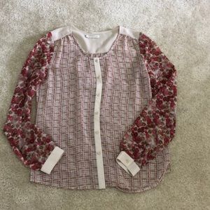 Hinge multi-color semi-sheer blouse